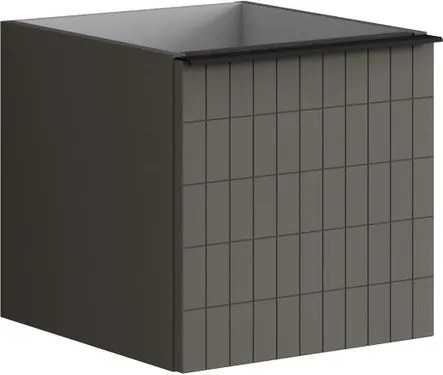 Cassettiera Pixel con 2 cassetti (1 interno) frontale Grid laccato opaco grigio carbone e maniglia alluminio nero opaco L.40 H.40 P.45,5 cm.