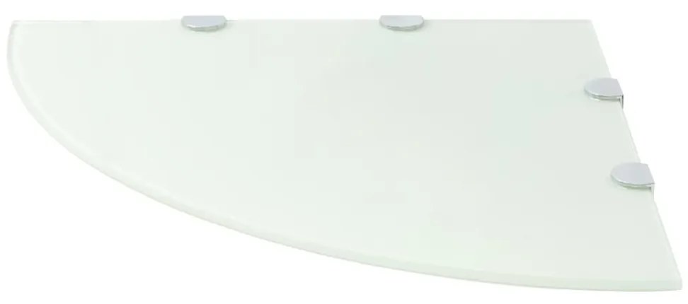 Scaffale angolare con supporti cromati vetro bianco 45x45 cm