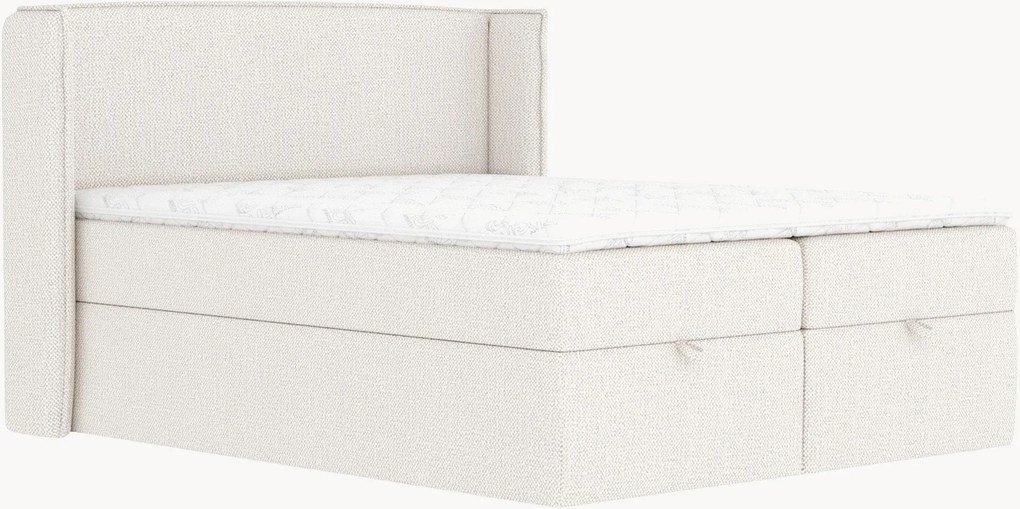 Letto boxspring in ciniglia fatto a mano con contenitore Passion, H3 cm