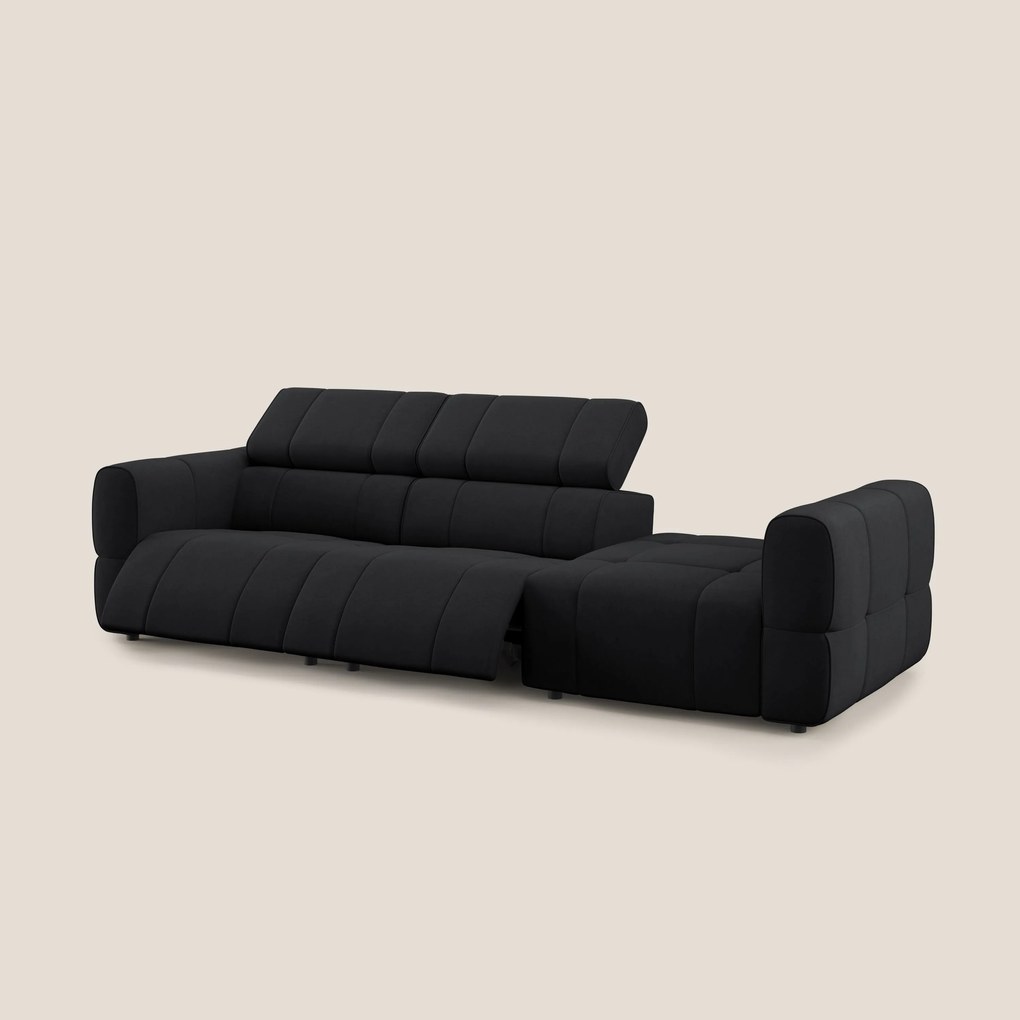 Giotto Divano con terminale e opzione relax elettrico in microfibra effetto velluto impermeabile T09