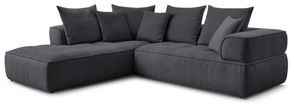 Divano angolare grigio scuro (penisola a sinistra/a L) con rivestimento in ciniglia Whesley – Bobochic Paris