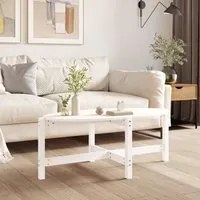 Tavolino da Salotto Bianco 118x63x45 cm Legno Massello di Pino 822318