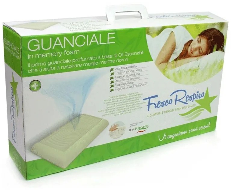 Guanciale Memory Foam Profumato Fresco Respiro  Colore Bianco, Dimensioni e Misure cm 50x80