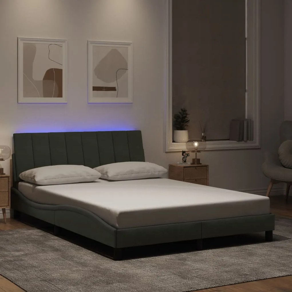 Giroletto Con Luci Led Grigio Chiaro 140x200 Cm İn Velluto /