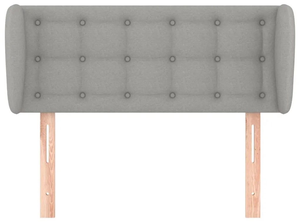Testiera ad orecchio grigio chiaro 103x23x78/88 cm in tessuto