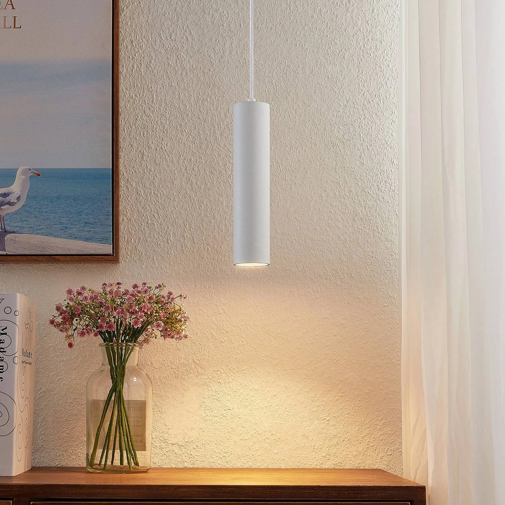 Lampada a sospensione Prios Neliyah, Ø 6 cm, bianco, metallo, GU10