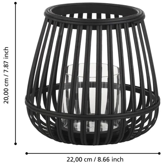 Eglo 422085 - Candeliere BUNAWAN 20x22 cm nero/bambù