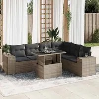 Set Divani da Giardino 7 pz con Cuscini Grigio in Polyrattan 3326811