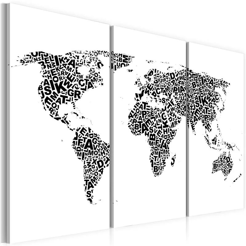 Quadro Mappa del mondo alfabeto (trittico)