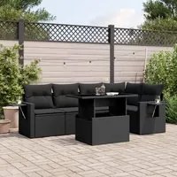 Set Divano da Giardino 6 pz con Cuscini Nero in Polyrattan 3267885