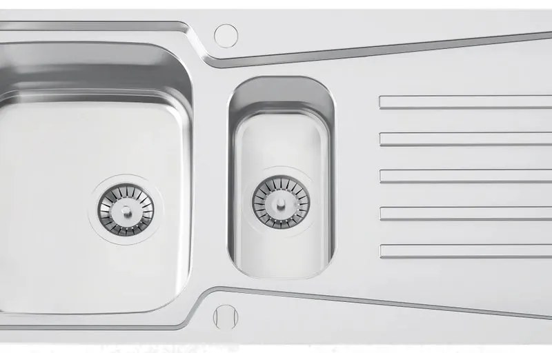 Lavello semincasso 2 vasche in inox argento RODI Evolution 100 L 49 x L 99 x P 20 cm