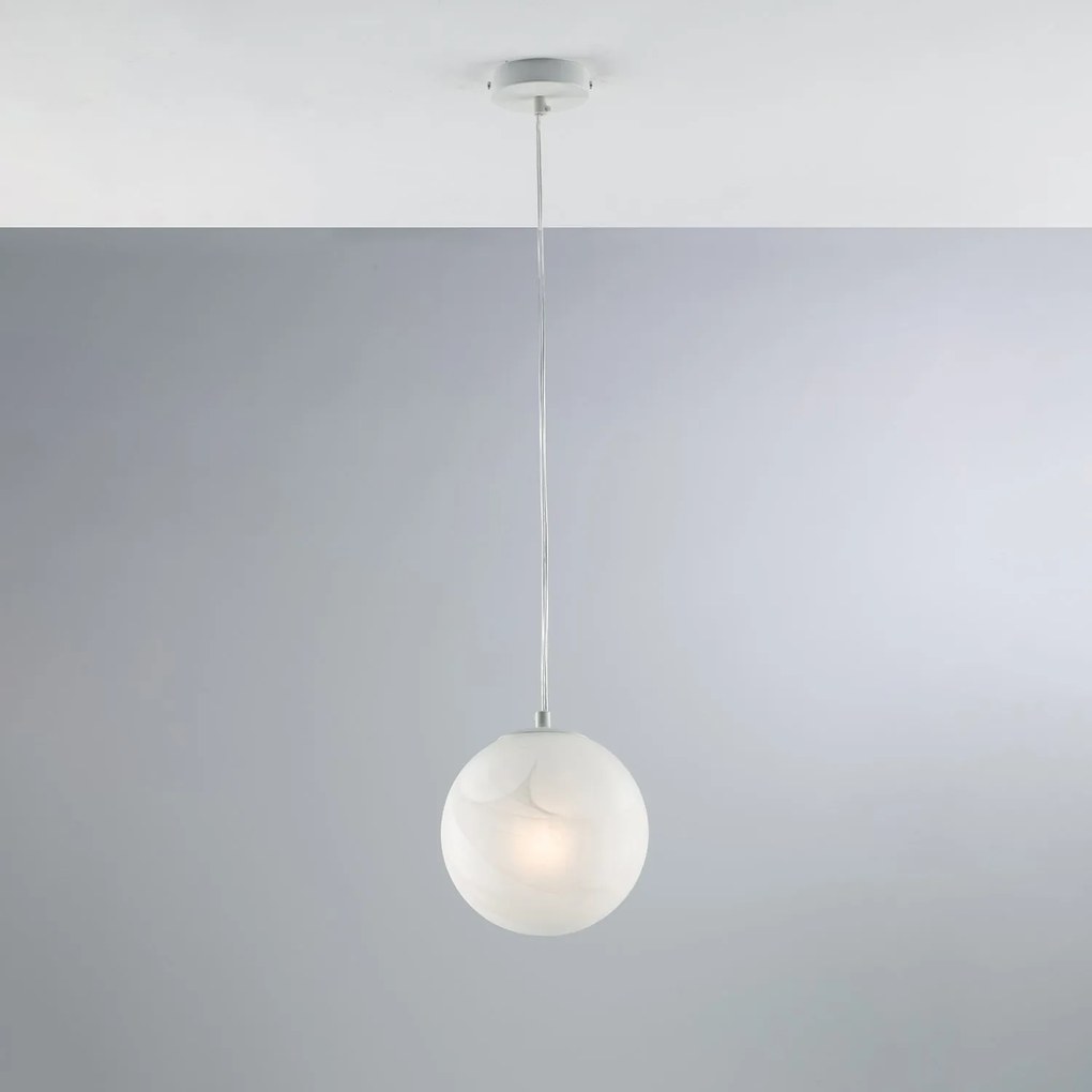 Sospensione Contemporanea Olaf Metallo Cromo Bianco 1 Luce E27
