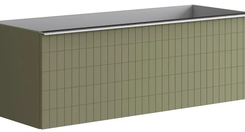 Mobile da bagno sotto lavabo Pixel grid frontale verde salvia e maniglia alluminio brillante laccato opaco L 120 x H 40 x P 45.5 cm 1 cassetto, lavabo non incluso