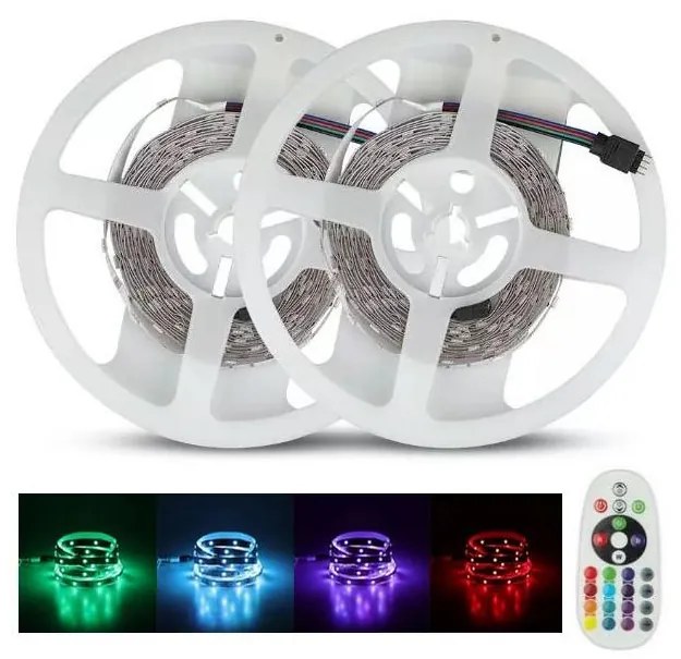 Striscia LED RGB dimmerabile 2x5m LED/4,8W/230V + TC