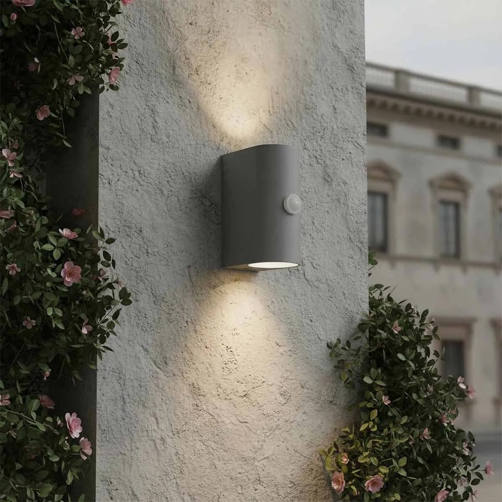 Applique Stondata 2xGU10 con Sensore di Movimento IP65 - Grigia