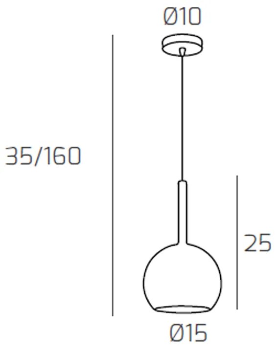 Sospensione Contemporanea Future Metallo Cromo Vetro Trasp. 1 Luce E27 D.15Cm