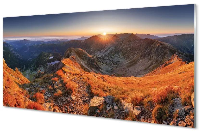 Quadro su vetro acrilico Montagne Sunset 100x50 cm