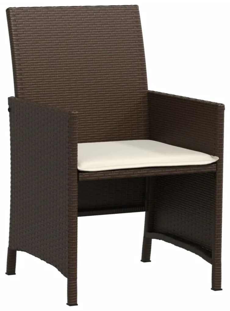 Set bistrò 3 pz con cuscini marrone in polyrattan