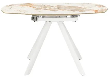 Tavolo in pietra effetto marmo Pandora ROUND con piano girevole D135 cm
