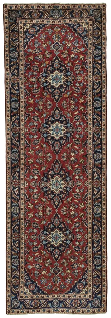 Kashan Tappeto 300 x 100 Rosso (Iran) Annodato A Mano