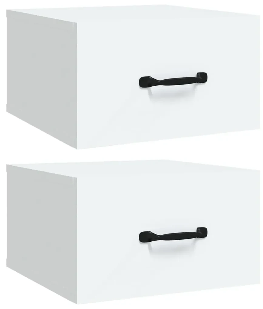 Comodini a muro 2 pz bianchi 35x35x20 cm