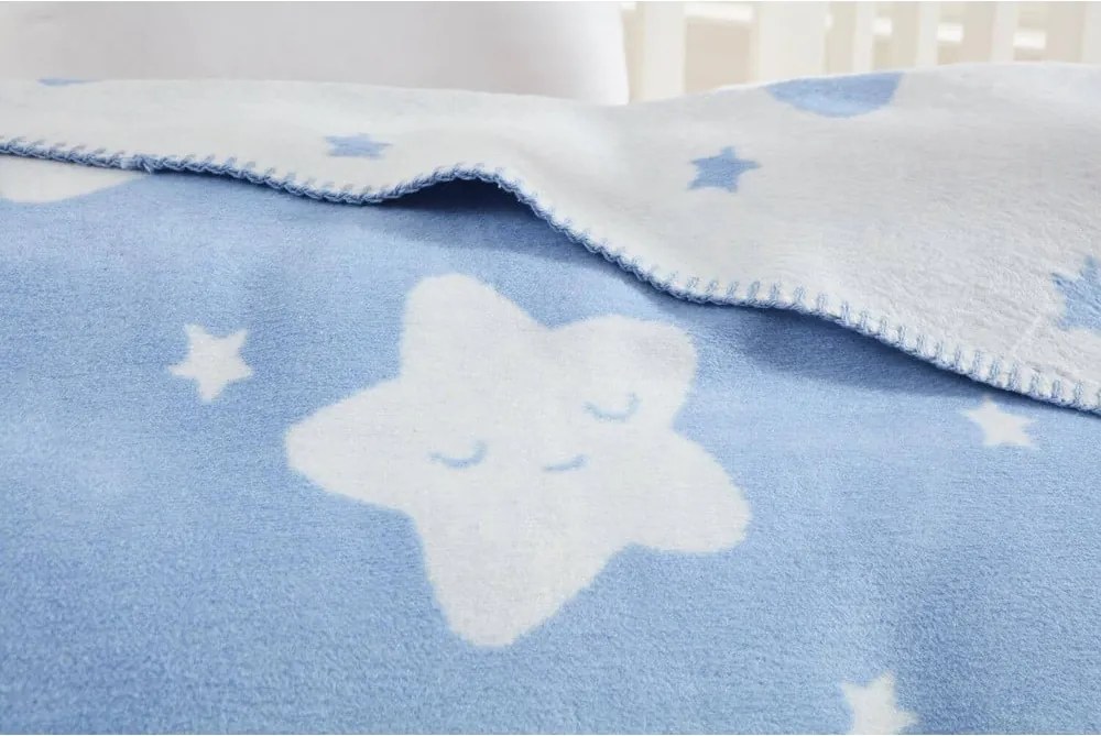 Coperta per bambini azzurra in vello 100x120 cm Star – Mijolnir