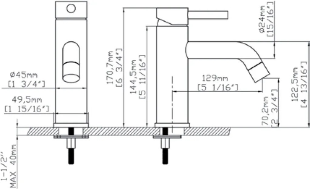 New Line Miscelatore Per Lavabo In Acciaio Inox nero opaco