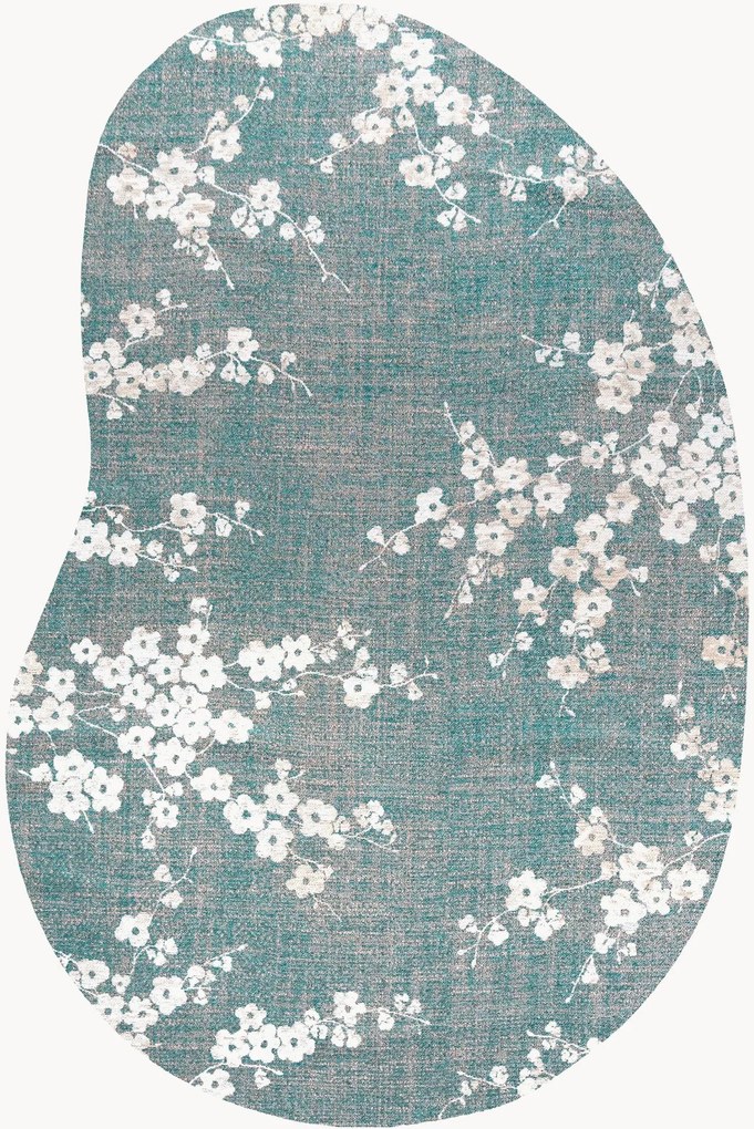 Tappeto jacquard lavabile da interno-esterno dalla forma organica Sakura