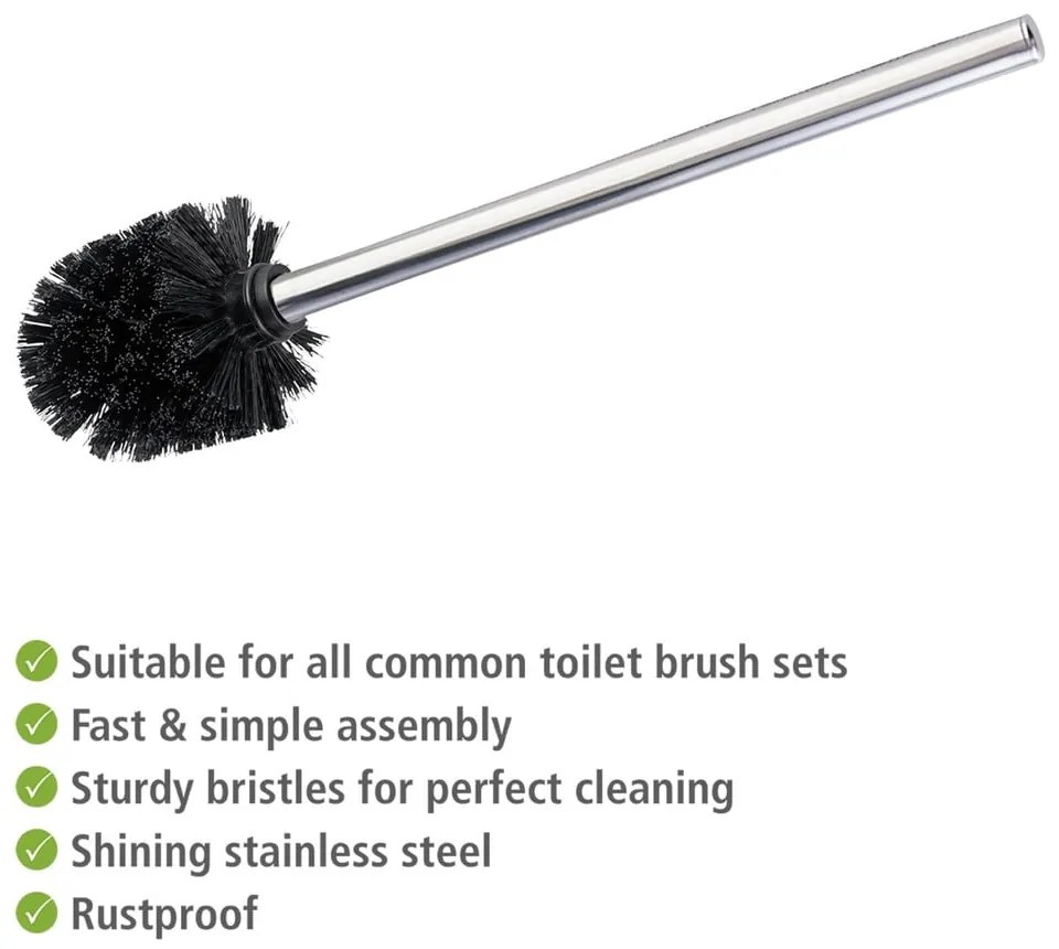 Set di scopini WC color argento lucido in acciaio inox con spazzola di ricambio 4 pz Ø8cm – Wenko