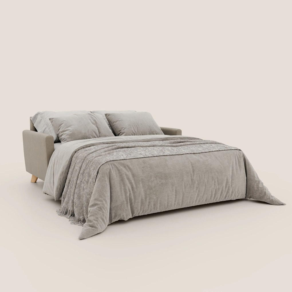 Francy divano letto matrimoniale con poggiatesta regolabili in tessuto impermeabile e smacchiabile T17 beige