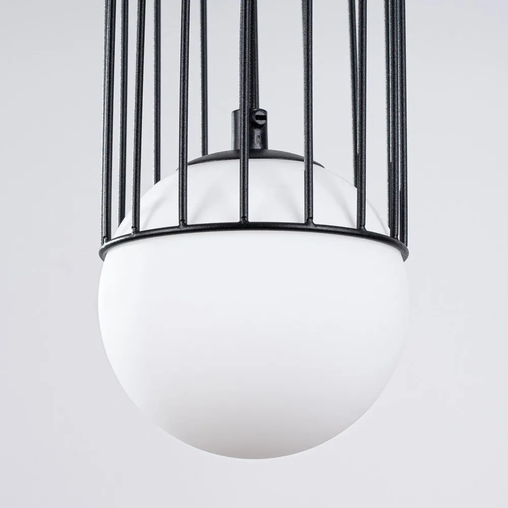 Lampadario bianco/nero con paralume in vetro Belinda – Sollux