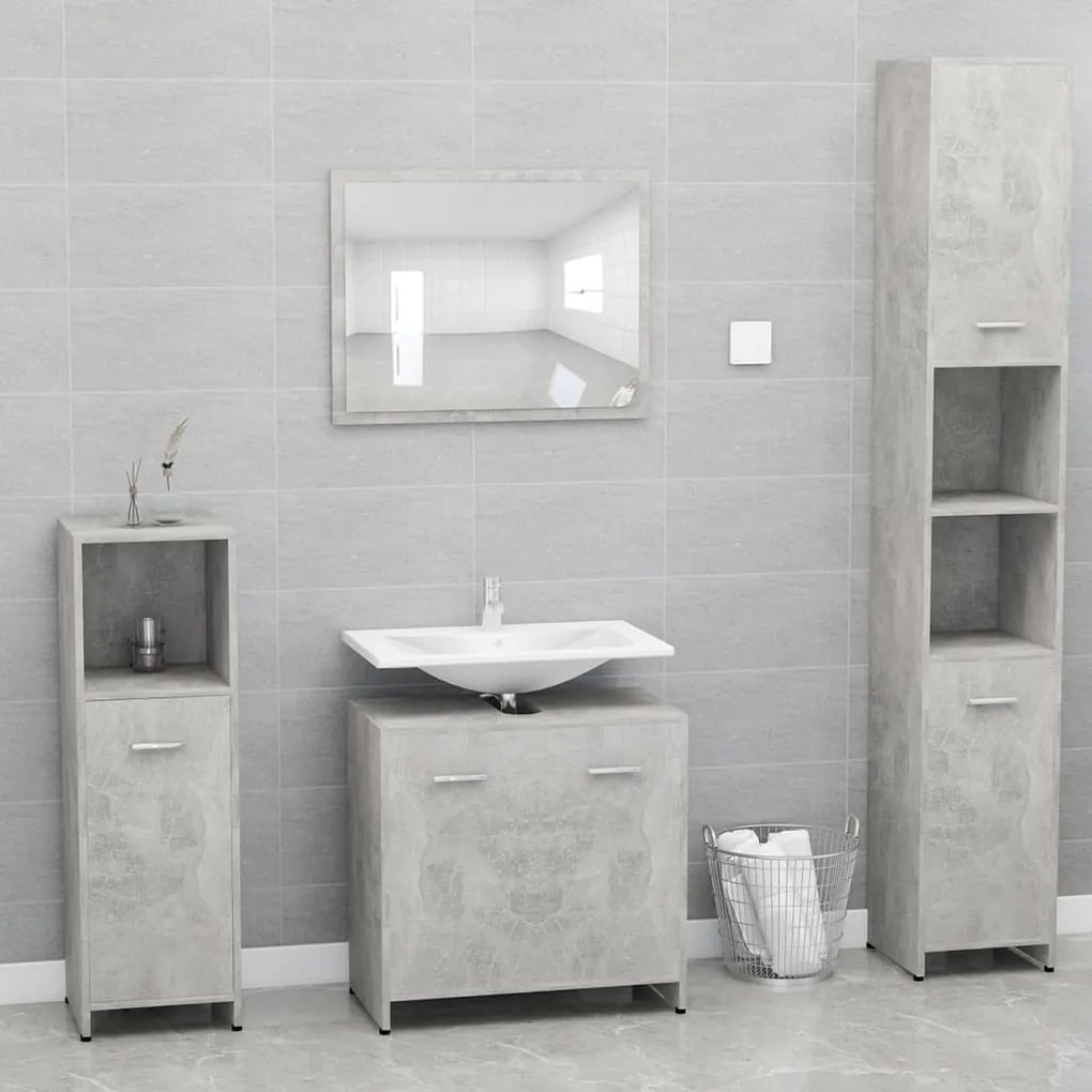 Set mobili da bagno grigio cemento in legno multistrato