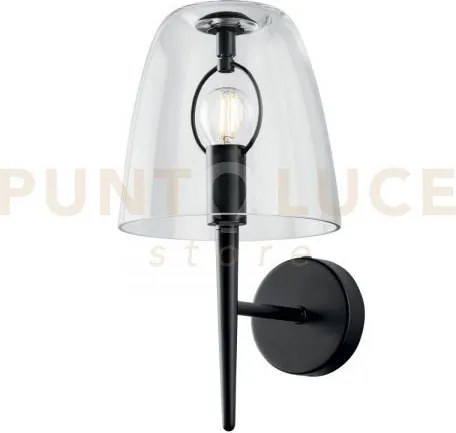 Applique a parete ares trasparente 1 luce attacco e14 10x22x33,7cm