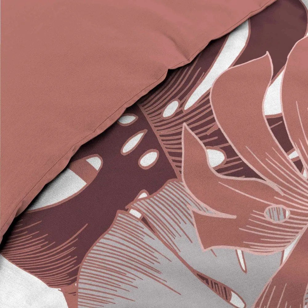 Set copripiumino e federa bianco/rosa in cotone per letto matrimoniale ed esteso 240x220 cm Astria – douceur d'intérieur