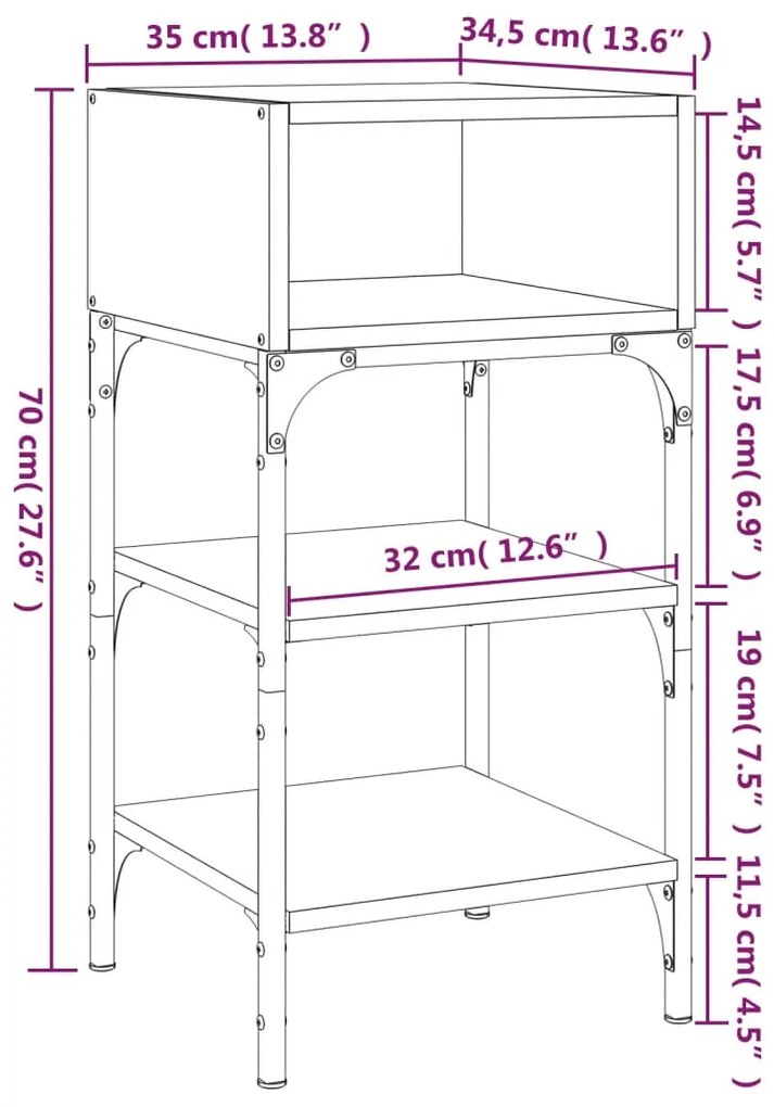 Comodini 2 pz Rovere Sonoma 35x34,5x70 cm in Legno Multistrato