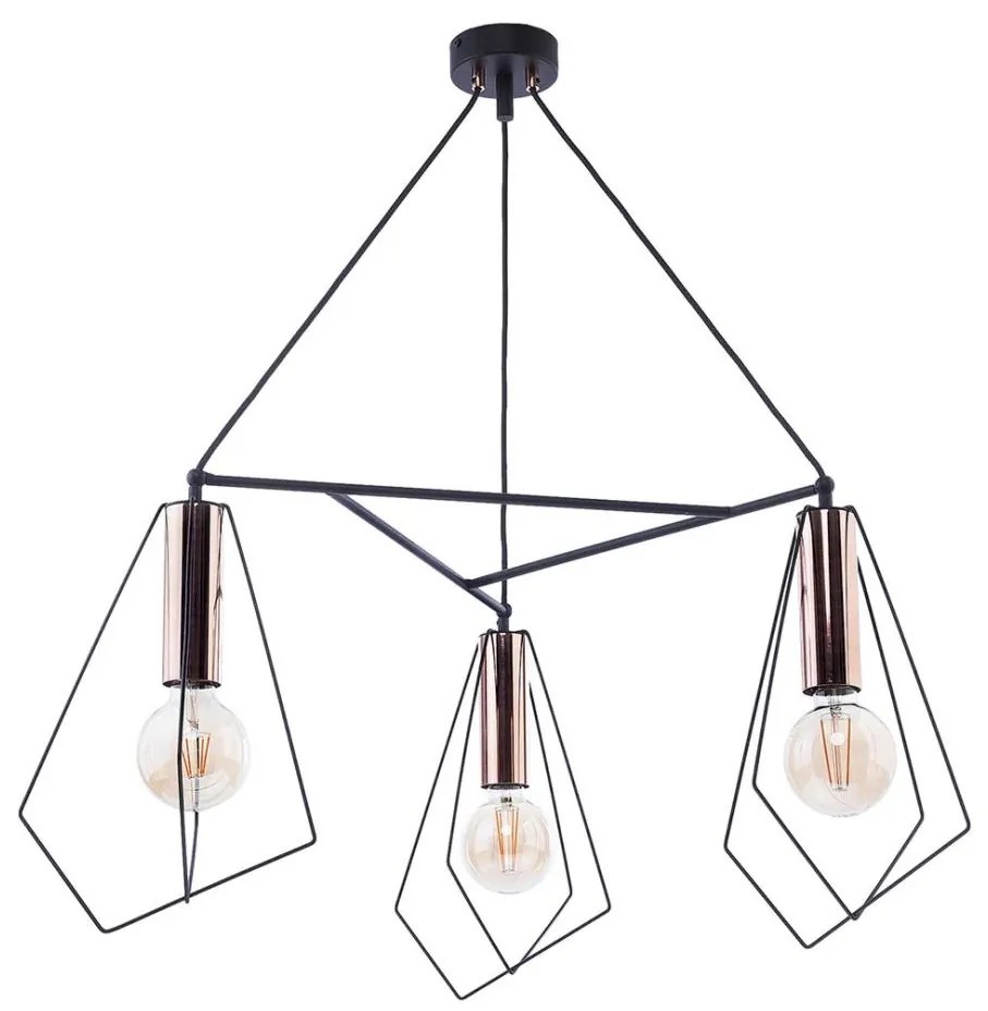 Jupiter 1666 - Lampadario a sospensione con filo KAIR 3xE27/60W/230V nero/rame