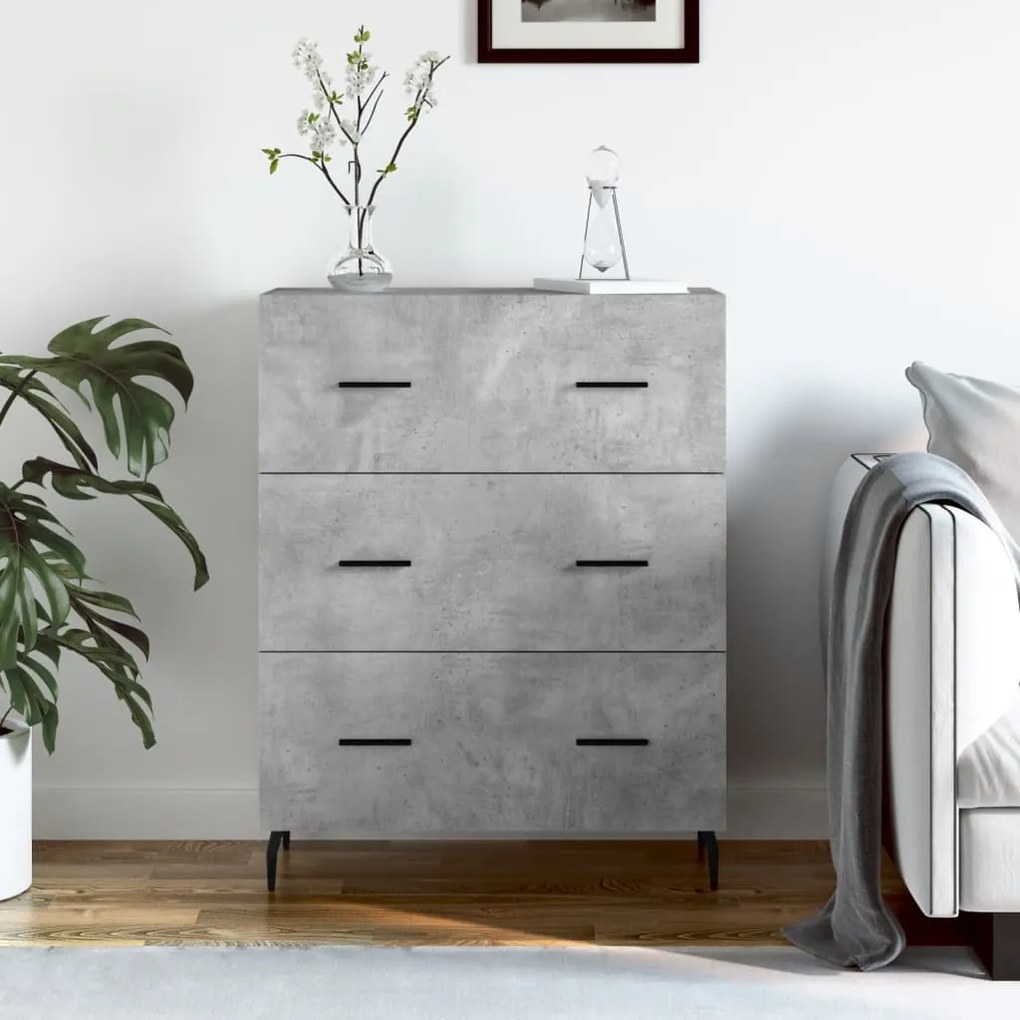 Credenza grigio cemento 69,5x34x90 cm in legno multistrato