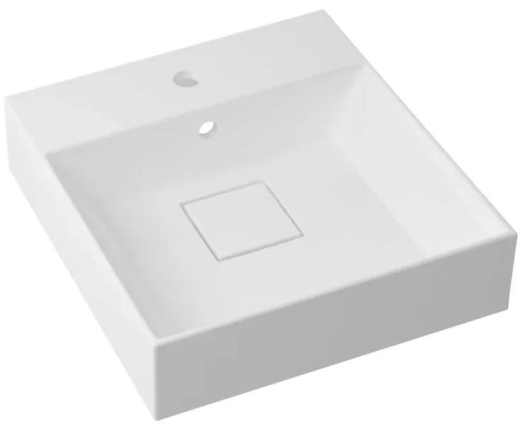 Lavabo da incasso con bordo a vista rettangolare vasca centrale Neo L 46 x H 15 x P 49 cm in resina bianco