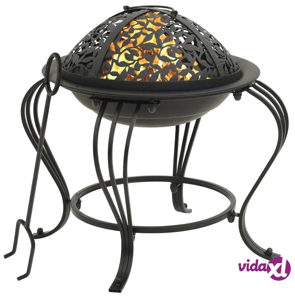 vidaXL Braciere con Attizzatoio 49 cm in Acciaio