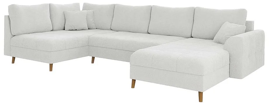 Divano angolare crema in tessuto bouclé (angolo destro/U) Ariella - Ropez