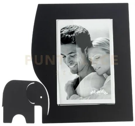 Portafoto elefantino piccolo nero in ferro e polimetilmetacrilato 2...