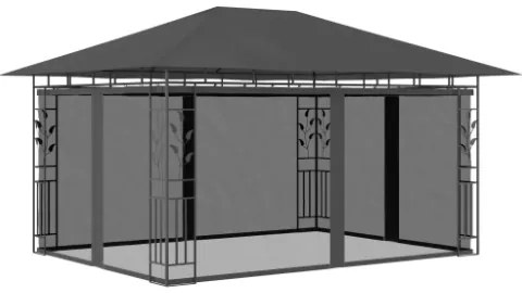 Gazebo con Zanzariera 4x3x2,73 m Antracite 180 g/m²