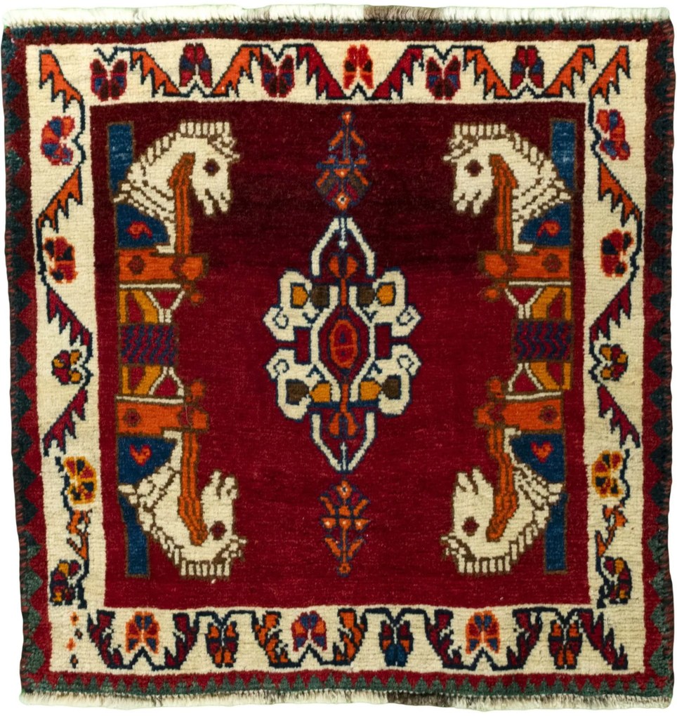 Shiraz Tappeto persiano 70 x 60 Rosso (Iran) Annodato A Mano