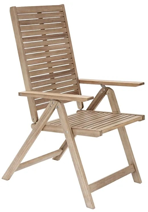 Sedia da giardino in acacia con braccioli pieghevole Solaris NATERIAL, seduta in acacia beige