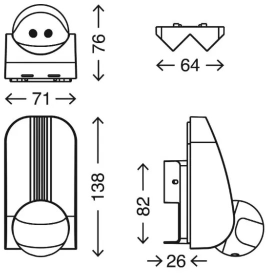 Telefunken 306504TF - Sensore di movimento da esterno 180° IP44 argento
