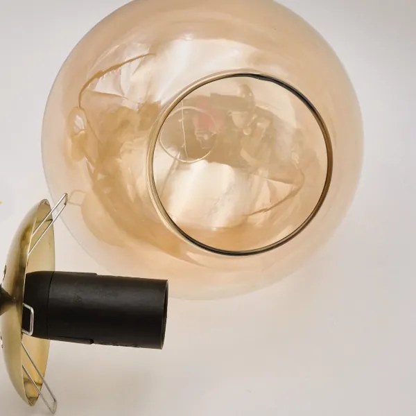 Lampadario a sospensione con supporto rigido LILOU 4xE14/5W/230V oro/nero/fumé beige