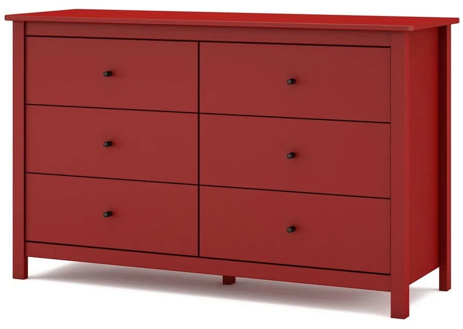 Cassettiera bassa rossa in pino 130x80 cm Misti - Marckeric