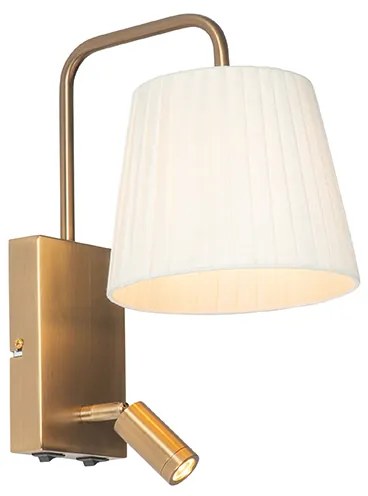 Lampada da parete moderna bianca e bronzo con lampada da lettura - Renier