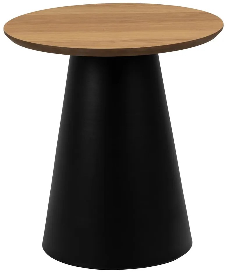 Tavolino rotondo nero e naturale con piano in rovere ø 45 cm Soli - Actona