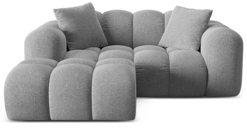 Divano angolare grigio chiaro (con penisola a sinistra/con chaise lounge) con rivestimento in ciniglia Treno – Cosmopolitan Design